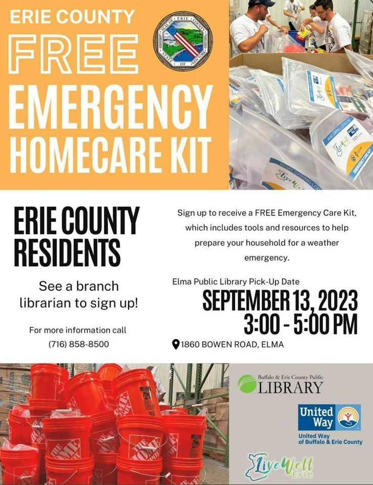 FREE Emergency Homecare Kit, Elma Public Library, 13 September 2023