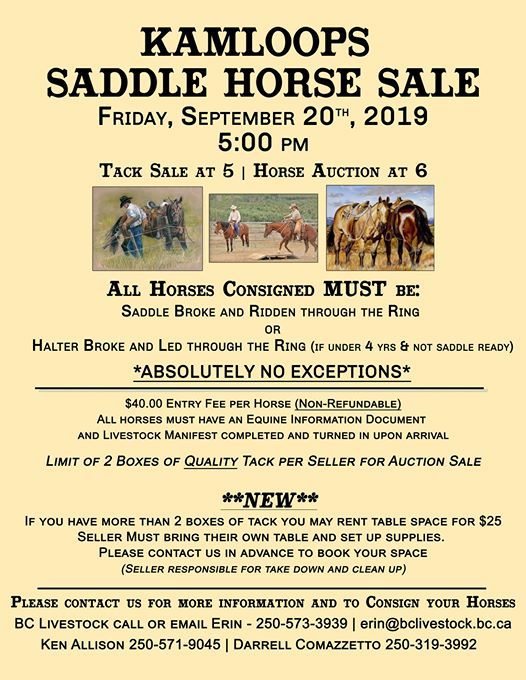 Kamloops Saddle Horse Sale, BC Livestock Producer’s Coop, Kamloops