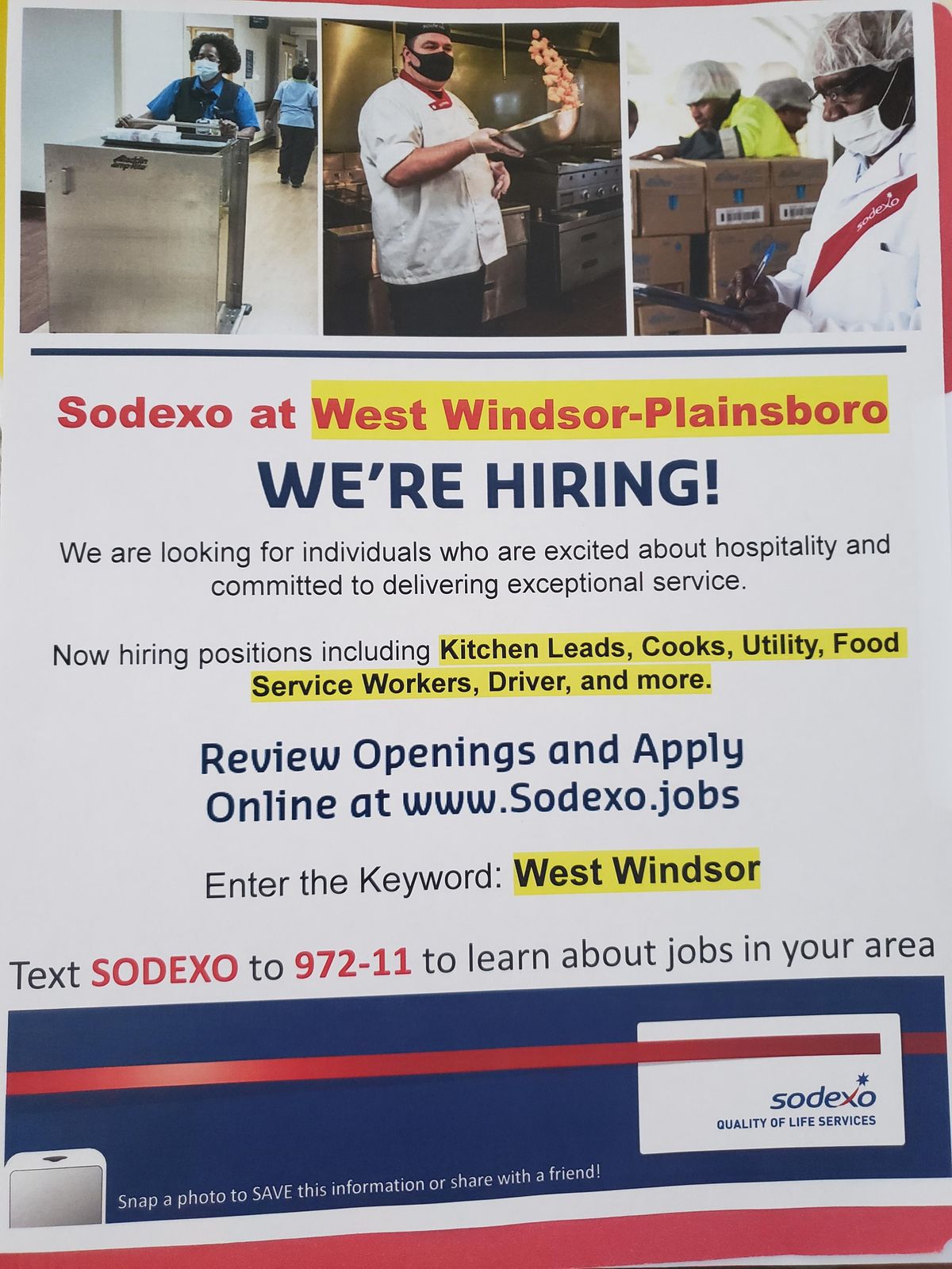 Sodexo/ West WindsorPlainsboro Job Fair, West WindsorPlainsboro North