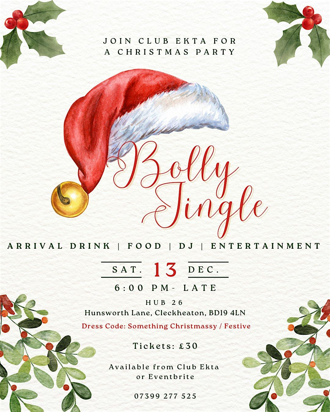 Bolly Jingle - Club Ekta Christmas Party (Ladies Only), 13 December | Event in Cleckheaton | AllEvents