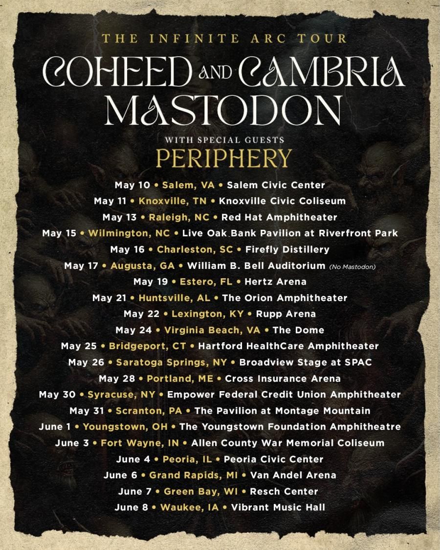 Coheed and Cambria with Mastodon at Knoxville Civic Coliseum, 11 May | Event in Knoxville | AllEvents