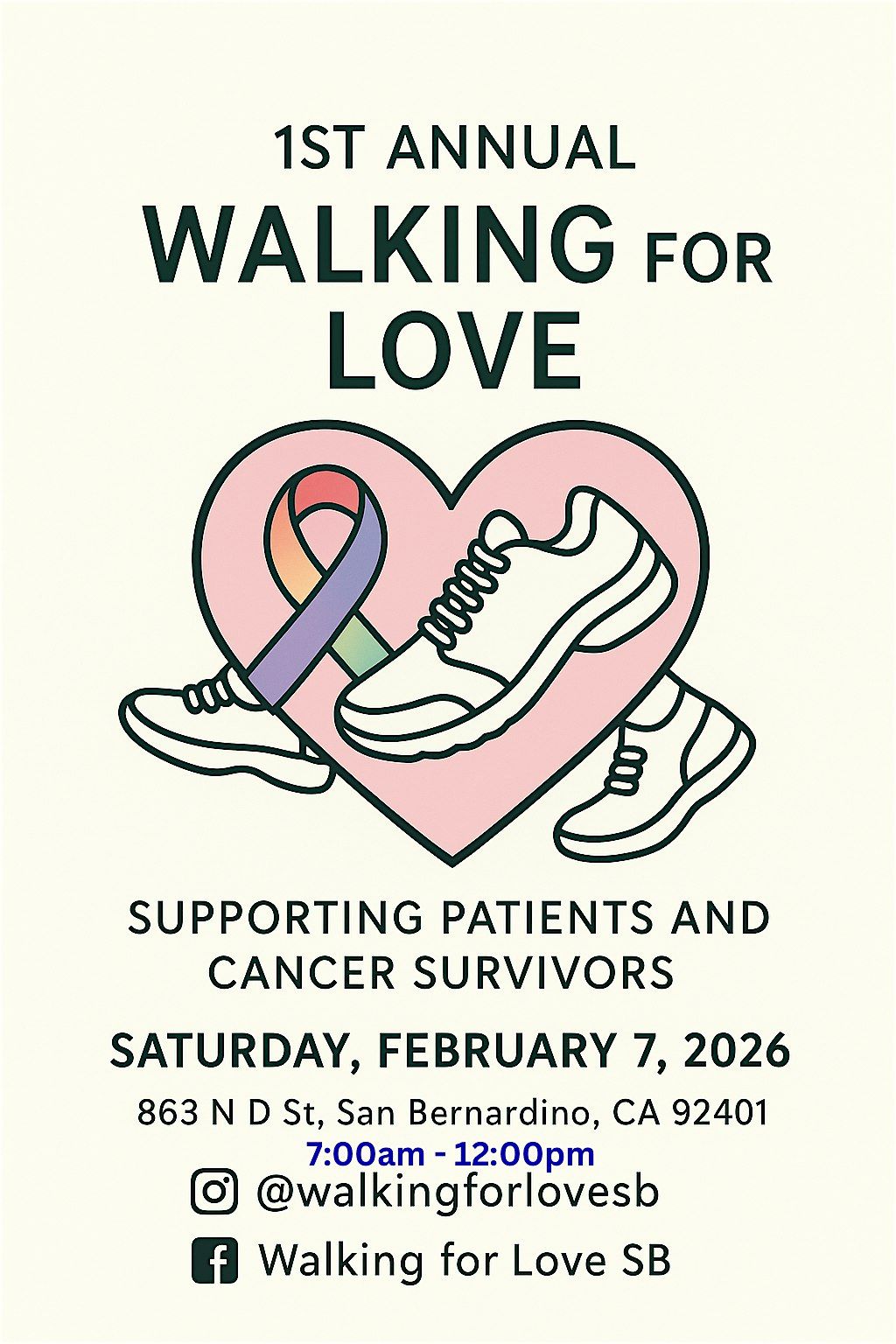 First Annual Walking for Love SB, 7 February | Event in San Bernardino | AllEvents