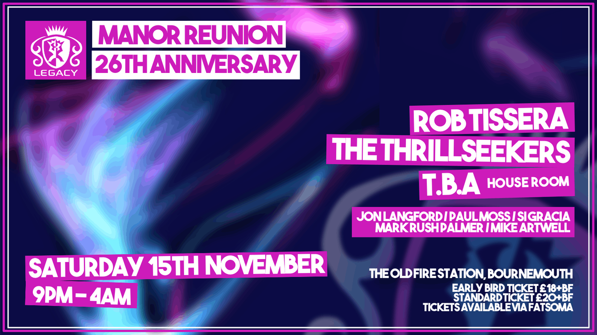Manor Reunion 26th Anniversary, 15 November | Event in Bournemouth | AllEvents