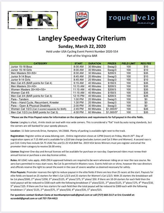 Langley Speedway Criterium, Langley Speedway, Hampton, March 22 2020 | AllEvents.in Langley Speedway Criterium, Langley Speedway, Hampton, March 22 2020 | AllEvents.in