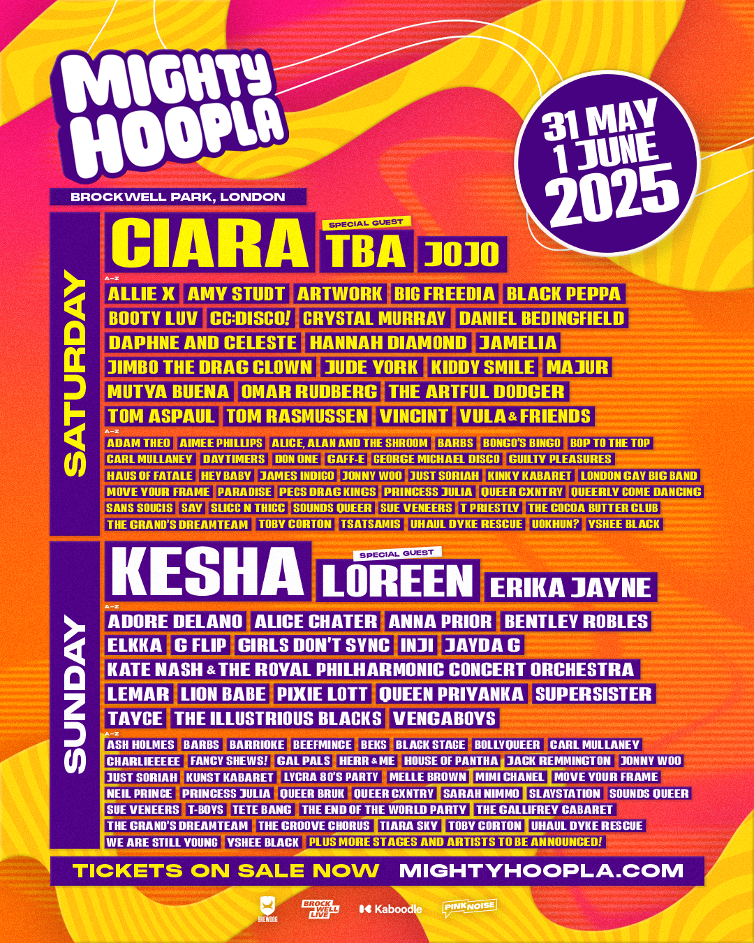 The Mighty Hoopla 2025 - Sunday - Kesha, Loreen | Event in London | AllEvents