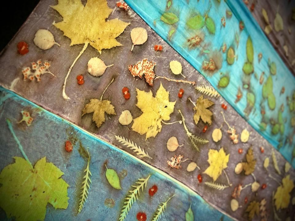 Eco Printing Wool Scarf with natural dyes 75, The Art Lounge AK
