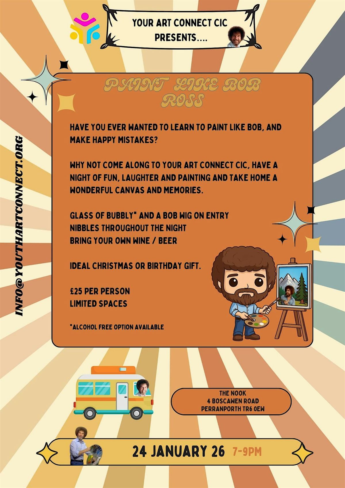 Paint Like Bob Ross night, 24 January | Event in Perranporth | AllEvents