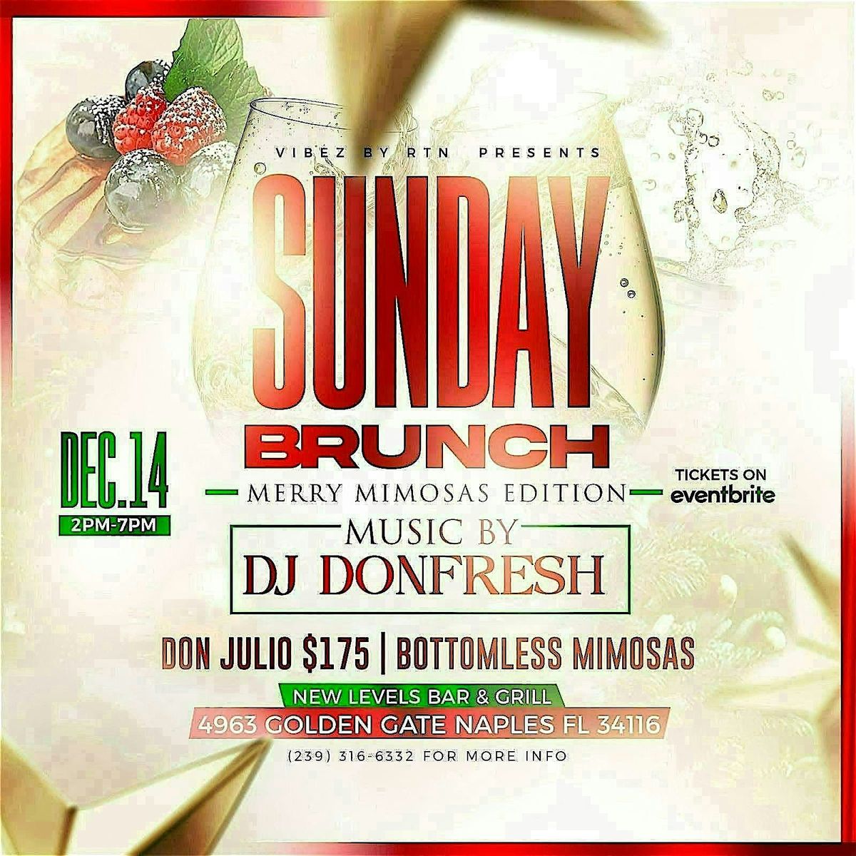 Sunday Brunch: New Levels Bar & Grill, 14 December | Event in Naples | AllEvents