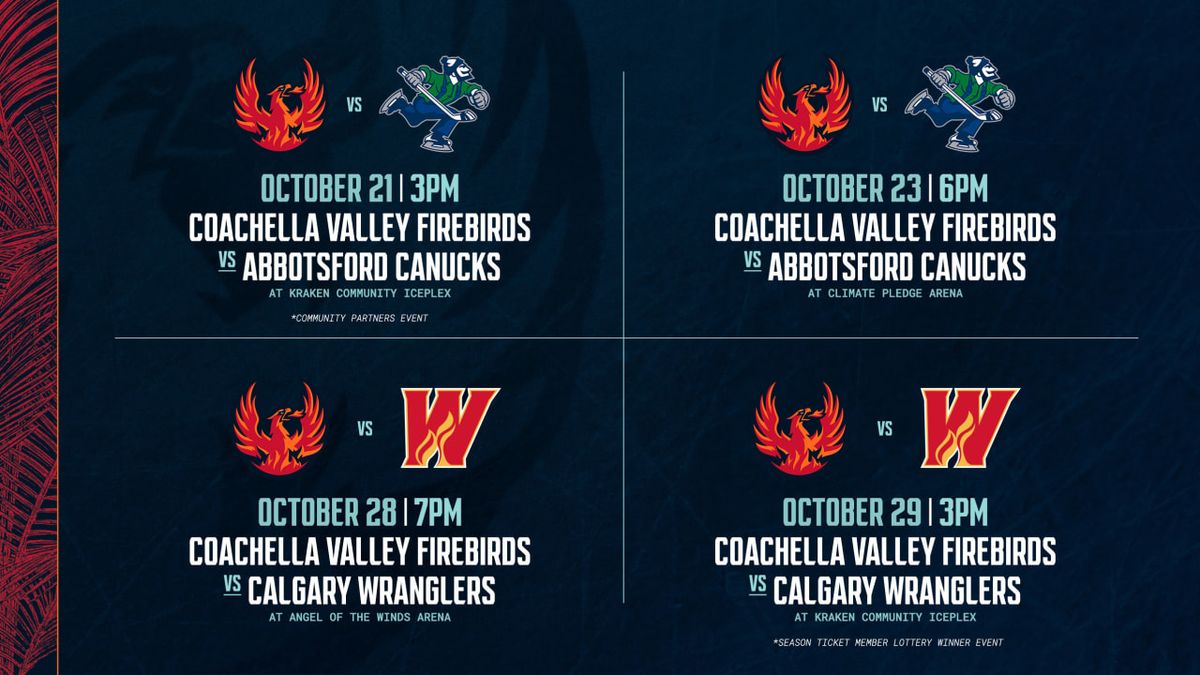 Abbotsford Canucks at Coachella Valley Firebirds at Acrisure Arena, 16 November | Event in Palm Desert | AllEvents