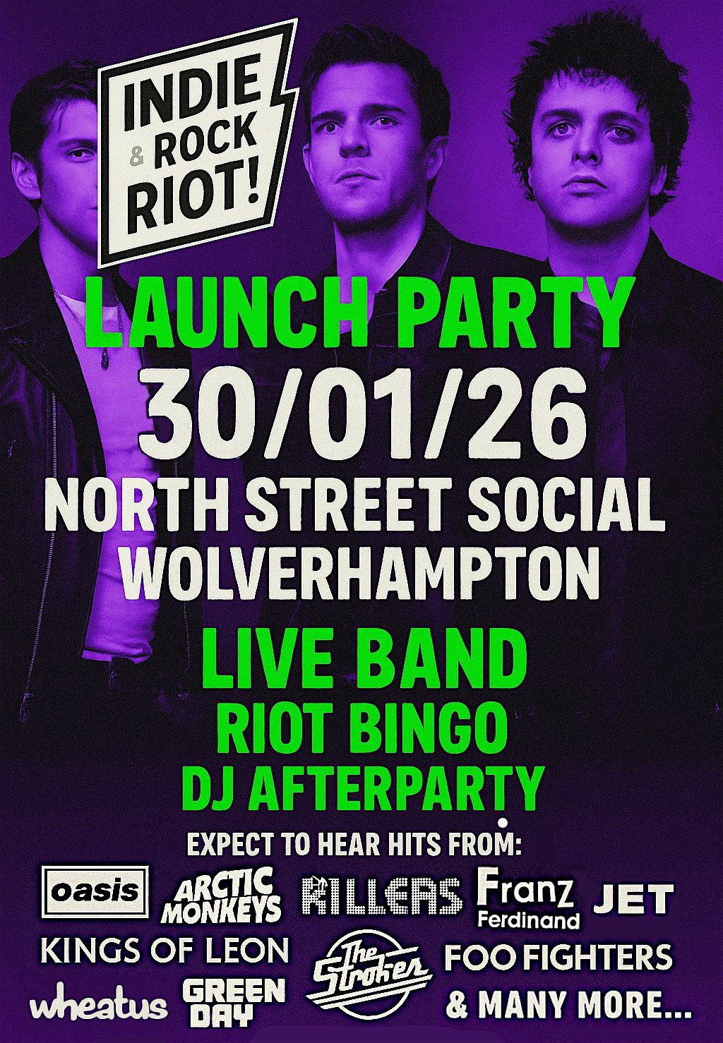 Indie Rock & Riot! - Launch Party - North Street Social, Wolverhampton, 30 January | Event in Wolverhampton