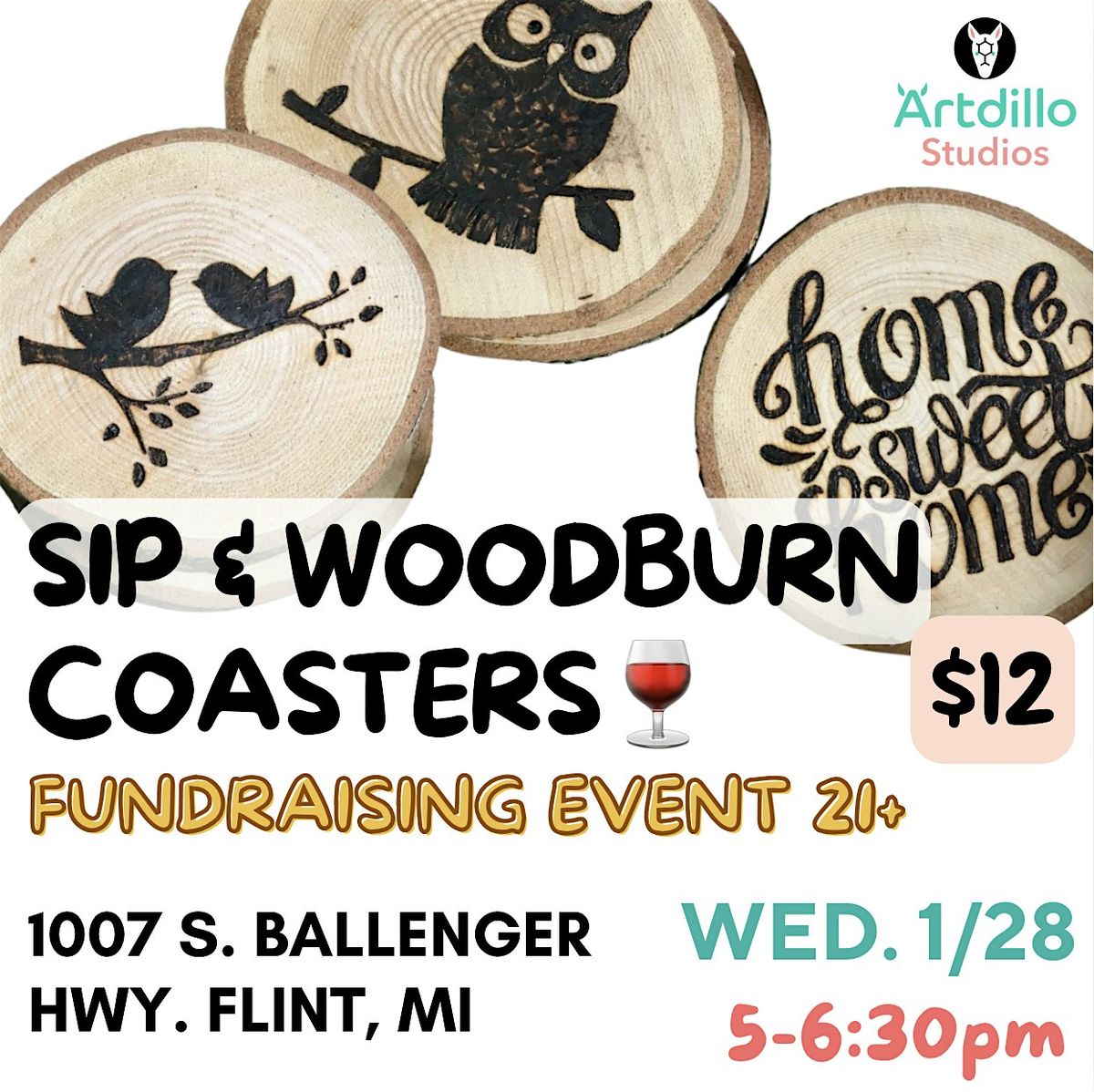 Sip & Woodburn Coasters (21+)