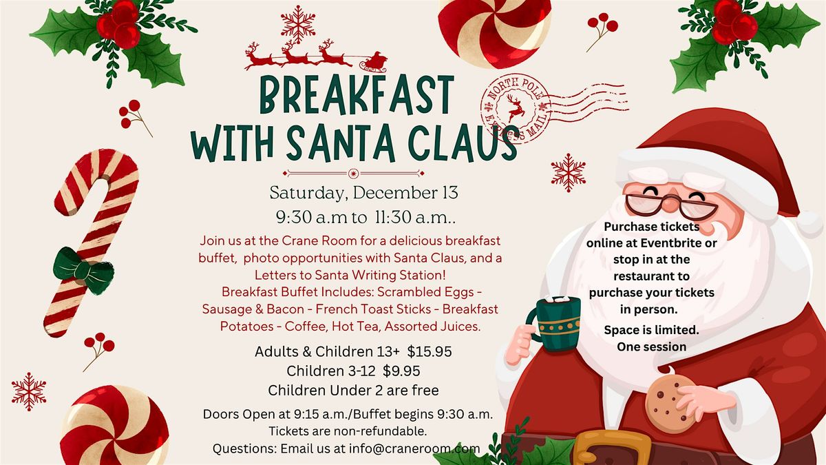 Breakfast with Santa at the Crane Room Grille, 13 December | Event in New Castle | AllEvents