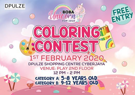 Boba Unicorn Coloring Contest At Dpulze Shopping Centre Cyberjaya