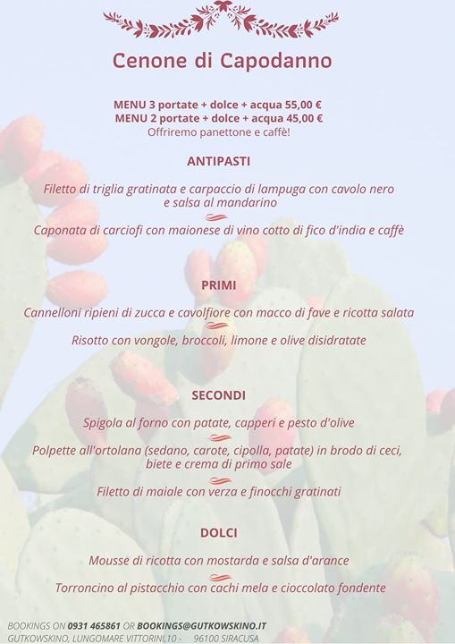 Cenone Di Capodanno Al Gutkowskino Gutkowskino Cucina E Bar Ortigia Siracusa December 31 To January 1 Allevents In