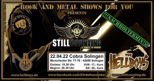 Still Counting Volbeat Tribute The Hellboys 23rd Of November Nachholtermin 21 Cobra Solingen March 19 21 Allevents In
