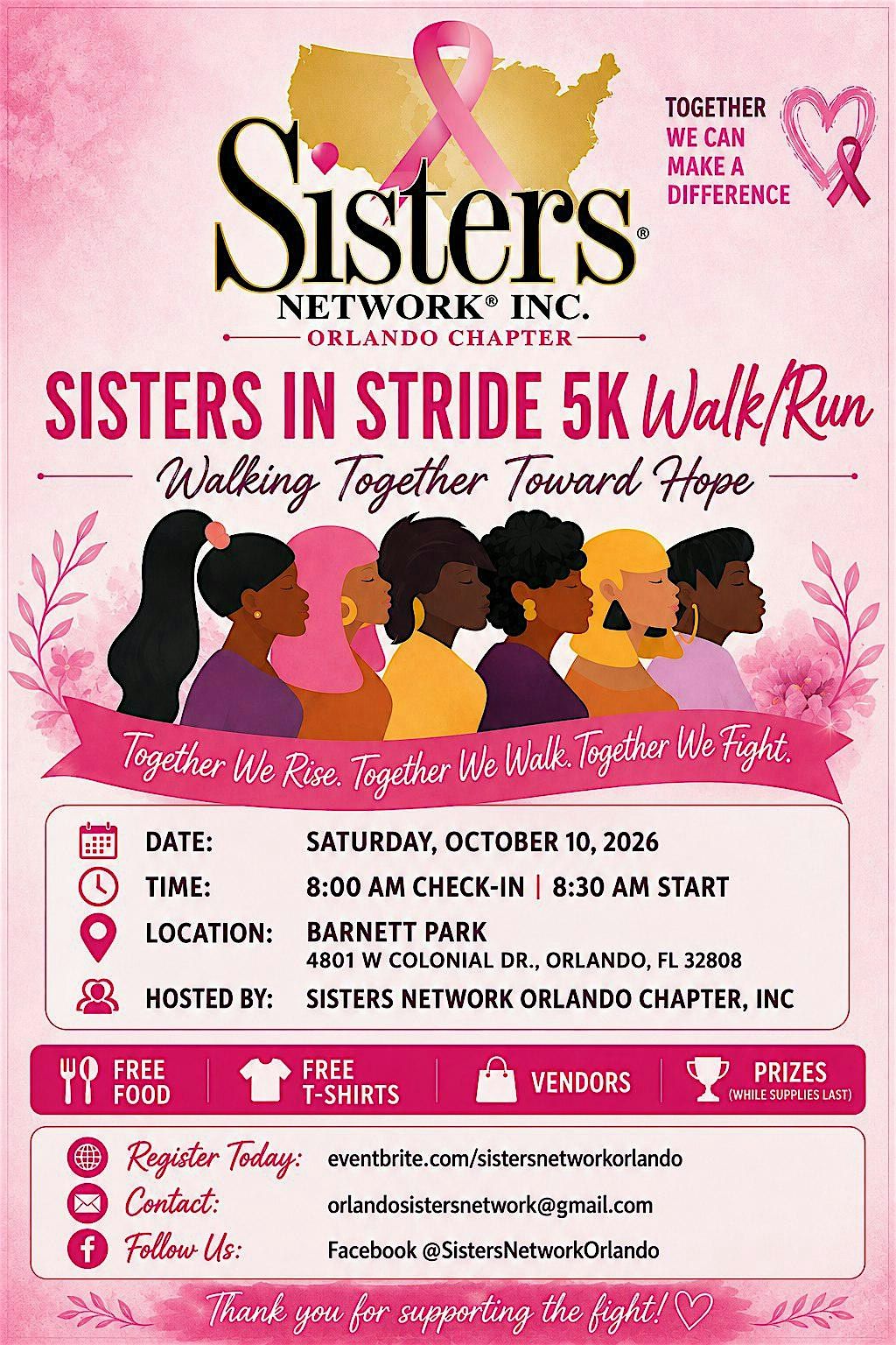 Sisters in Stride 5K Walk/Run, Barnett Park, Orlando, 10 October 2026 ...