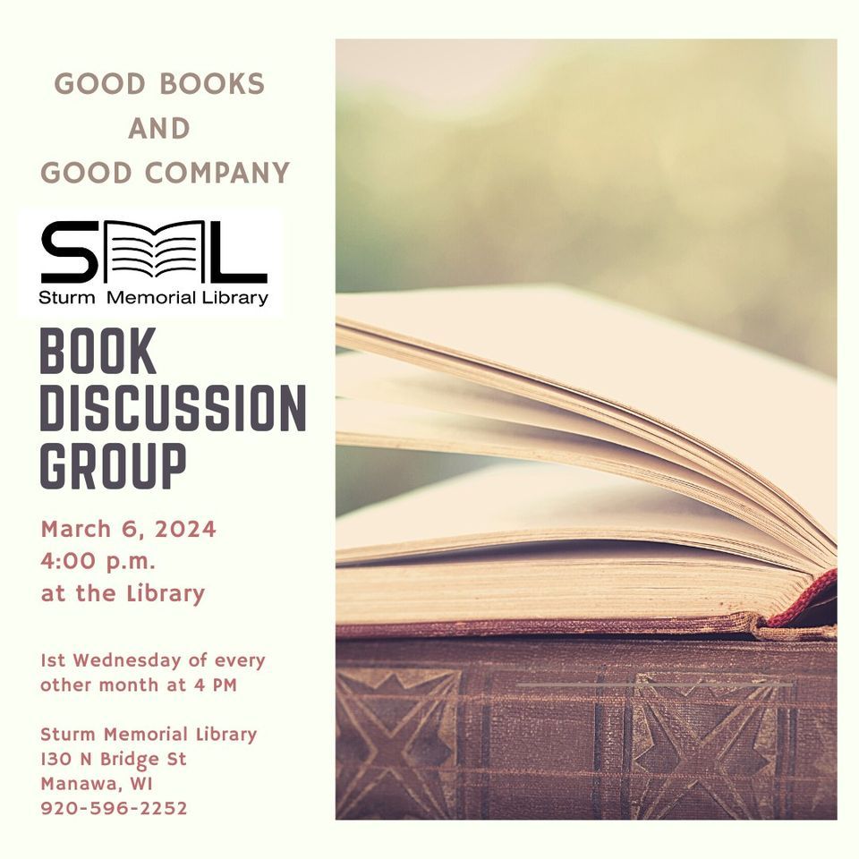 SML Book Discussion Group, Sturm Memorial Library, Manawa, March 6 2024