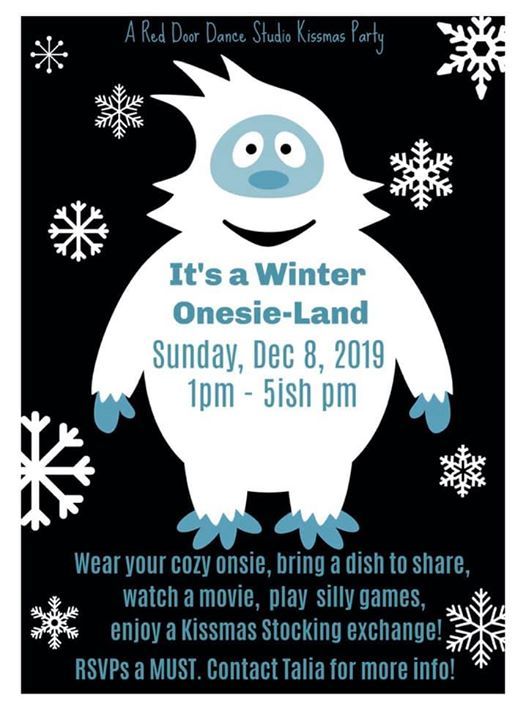It S A Winter Onesie Land A Red Door Dance Studio Kissmas Party