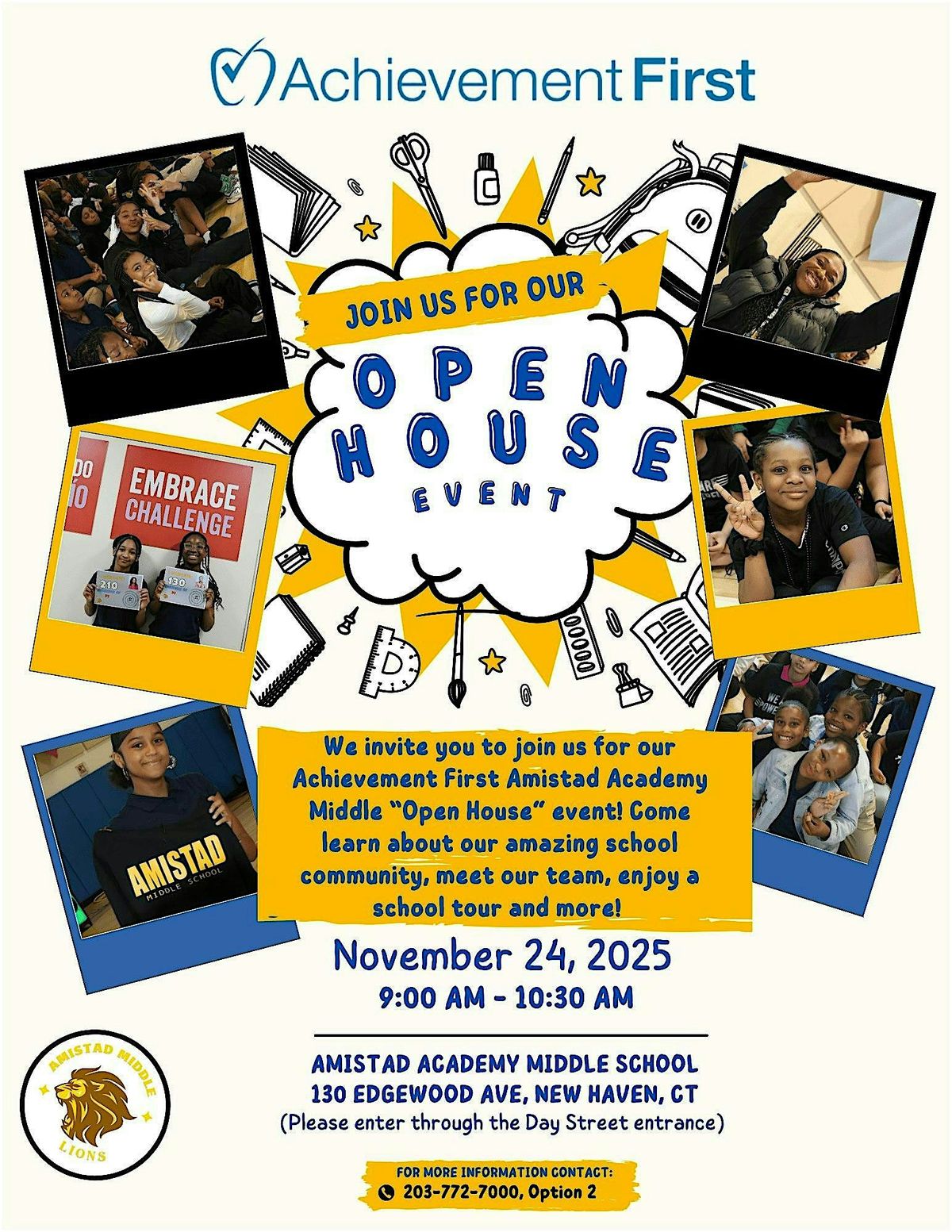 Amistad Academy Middle: Open House & School Tour (In Person), 24 November | Event in New Haven | AllEvents