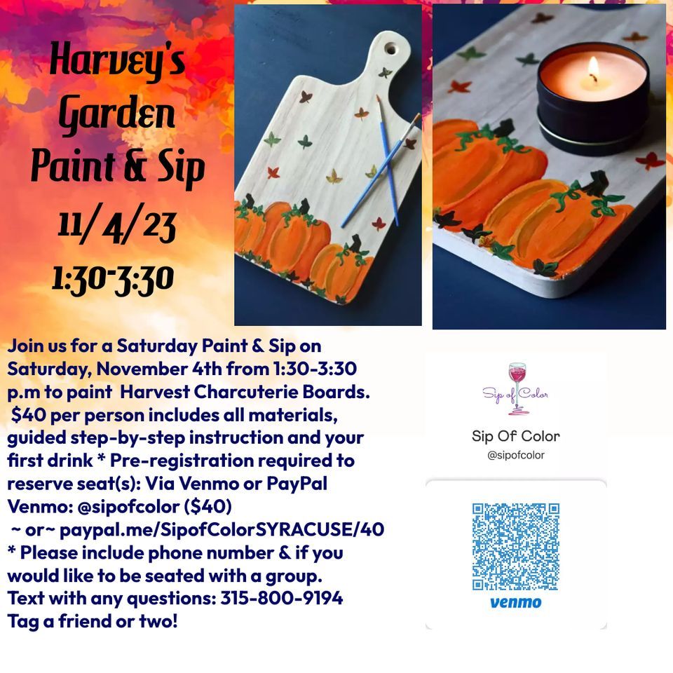 Harveys Garden Paint & Sip Harvest Charcuterie Boards, Harvey's