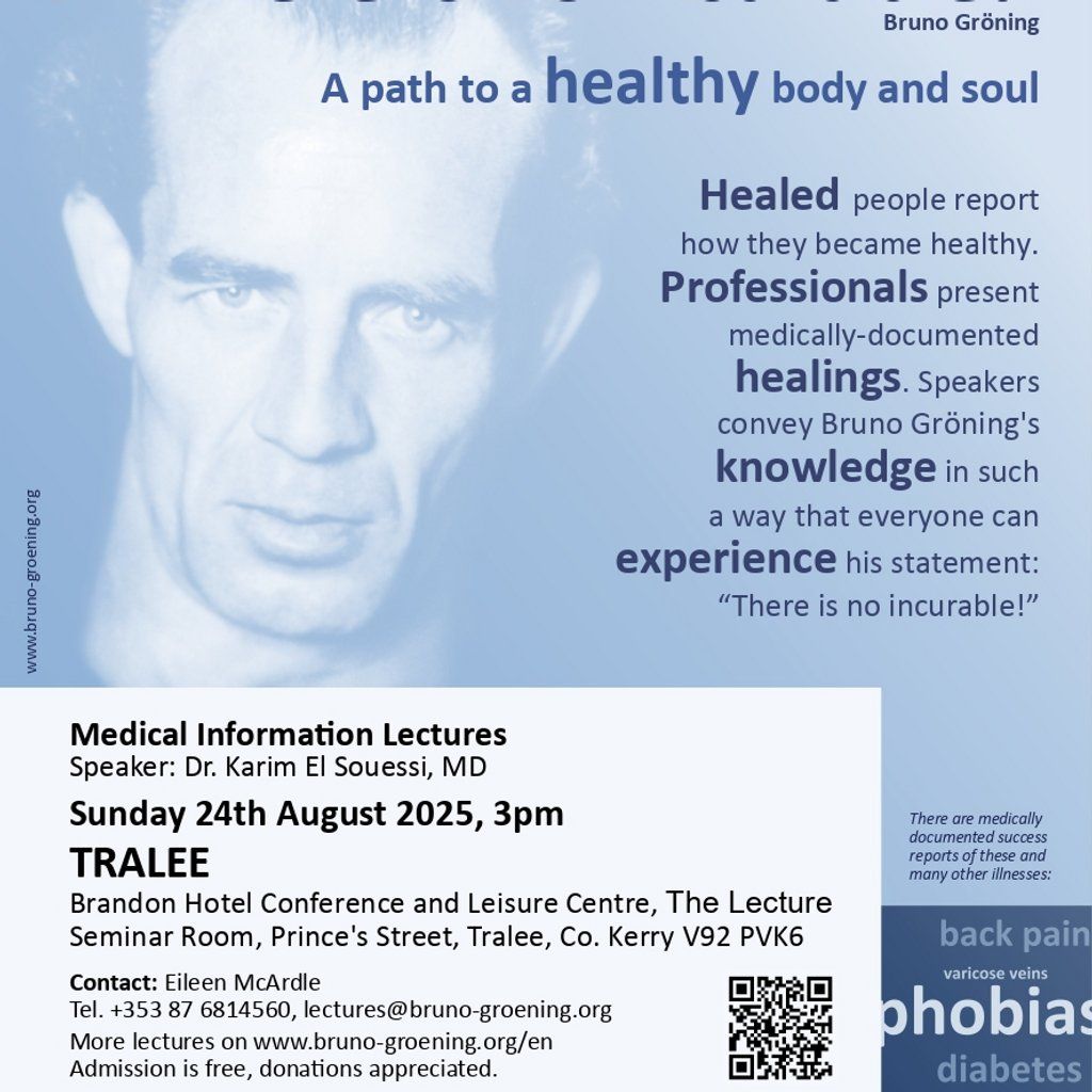 MEDICAL INFORMATION LECTURE A Path to a Healthy Body and Soul, 24 August | Event in Tralee | AllEvents