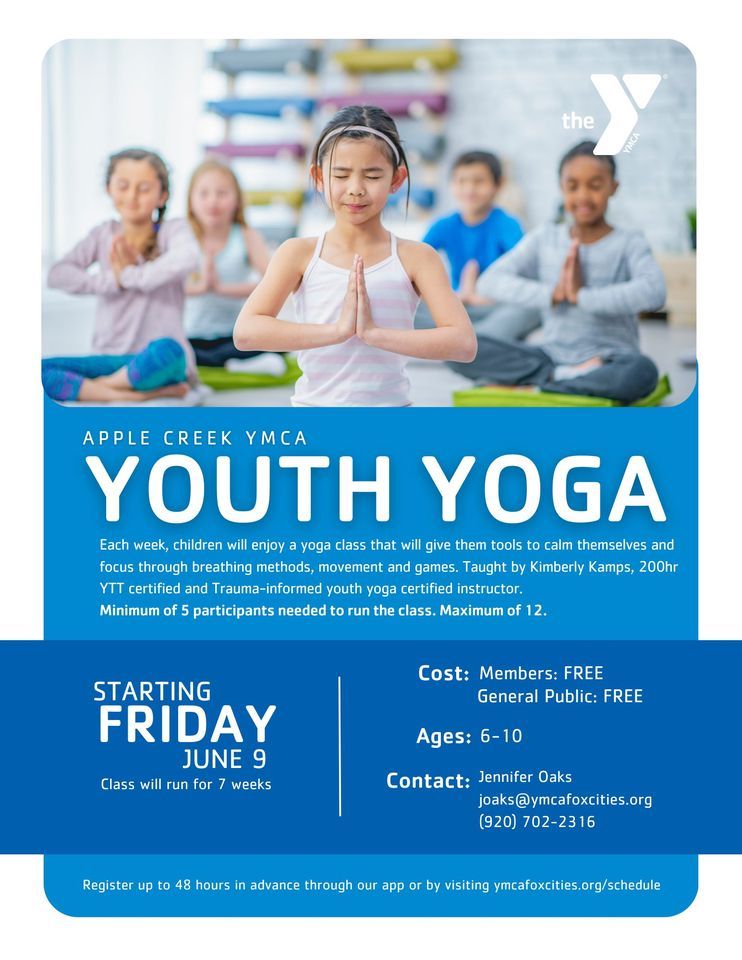 Youth Yoga at Apple Creek, YMCA of the Fox Cities (Apple Creek), Appleton, June 9 2023