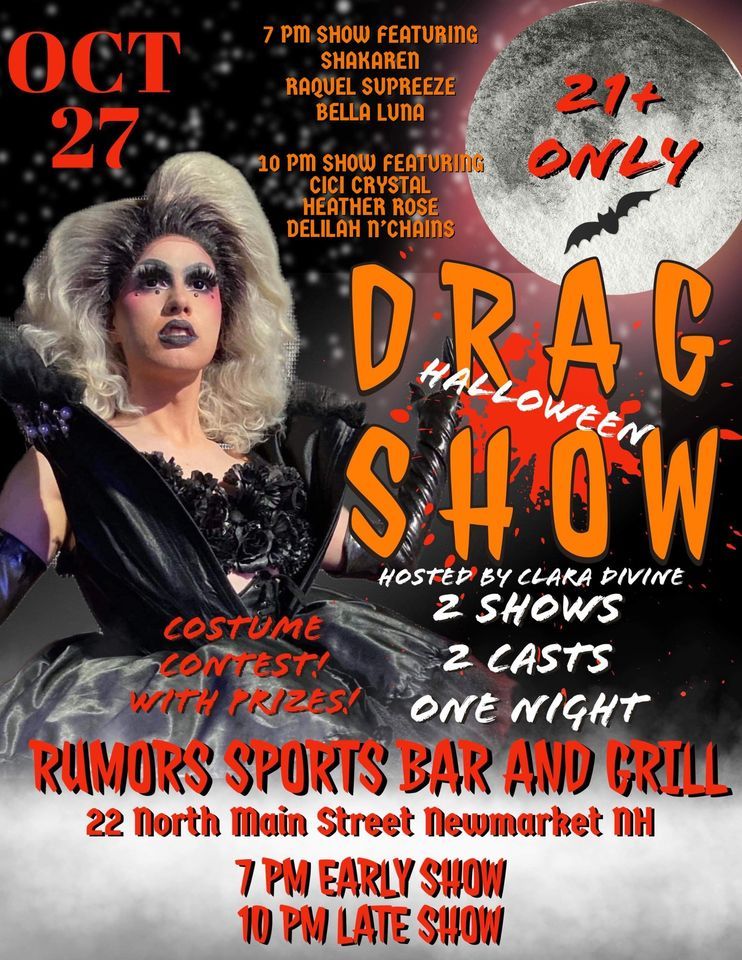 Halloween Drag Show hosted by Clara Divine , Rumors Sports Bar