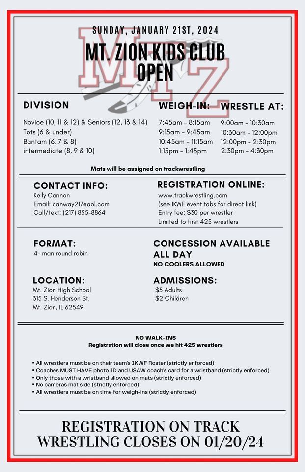 Mt. Zion Kids Open, Mt Zion High School, January 21 2024 AllEvents.in