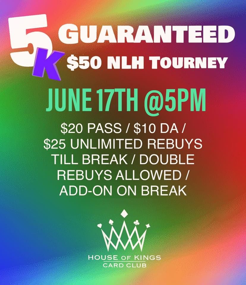 5K Guaranteed 50 NLH Tourney, House of Kings Card Club, El Paso, 17
