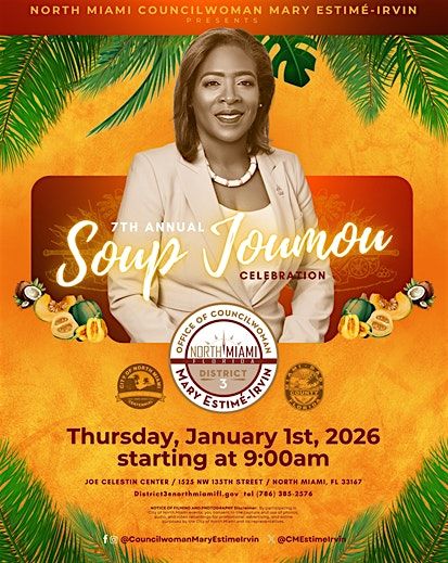 Councilwoman Estimé-Irvin’s Annual Soup Joumou Celebration, 1 January | Event in Miami | AllEvents