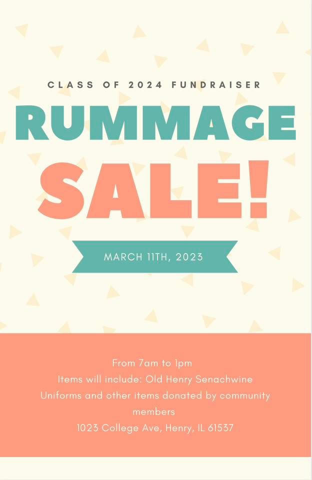 Rummage Sale Class of 2024 Fundraiser , HenrySenachwine High School
