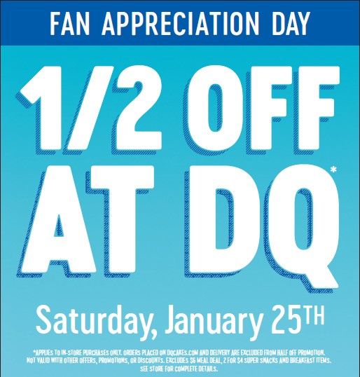 Dq Fan Appreciation Day Dairy Queen Kokomo January 25 2020 Allevents In Dairy Queen Fan Appreciation Day 2022