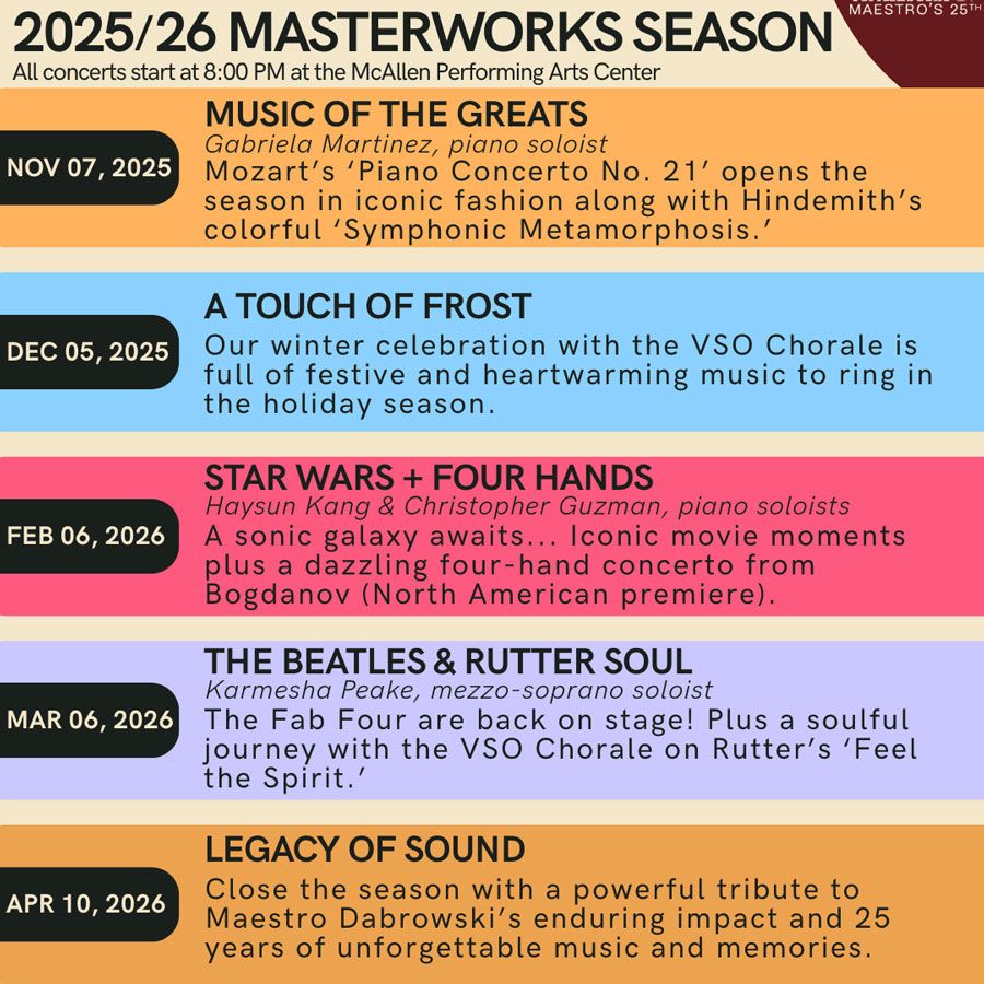 Valley Symphony Orchestra - A Touch of Frost at McAllen Performing Arts Center, 5 December | Event in McAllen