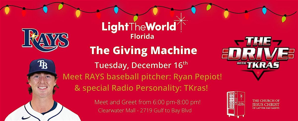 Giving Machine Clearwater - Meet and Greet with Rays Pitcher, 16 December | Event in Clearwater | AllEvents