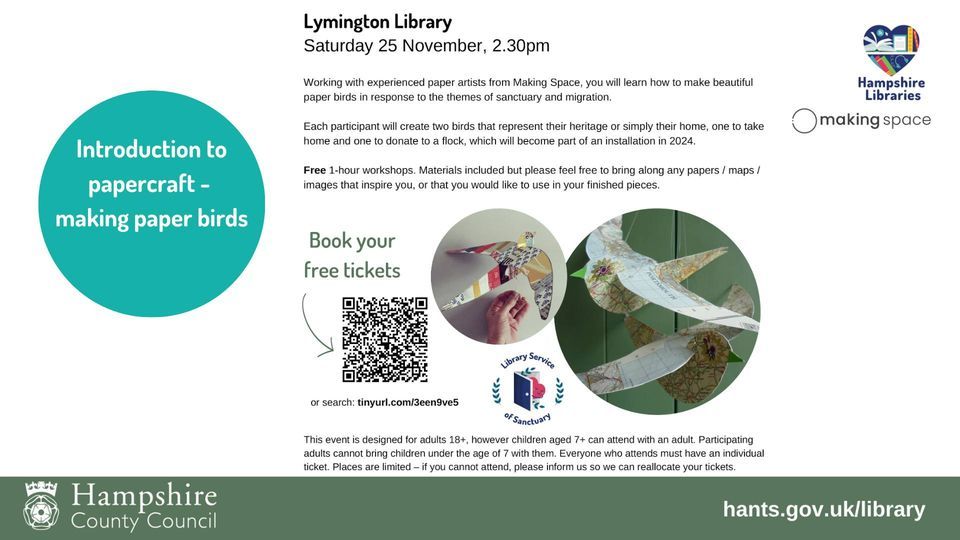 Introduction to papercraft- making paper birds , Lymington Library ...