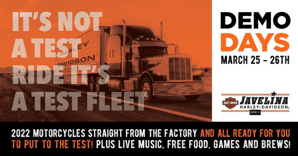 Demo Days Javelina Harley Davidson Boerne Tx Fri March 25 To March 26 Demo Days Javelina Harley Davidson Boerne Tx Fri March 25 To March 26