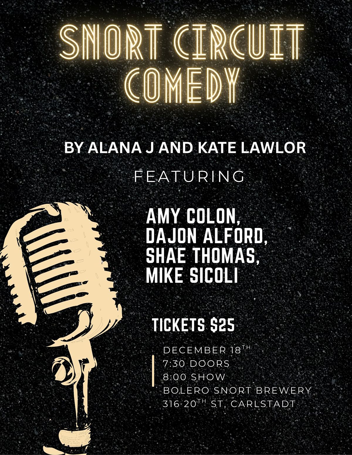 Snort Circuit Comedy Show, 18 December | Event in Carlstadt | AllEvents