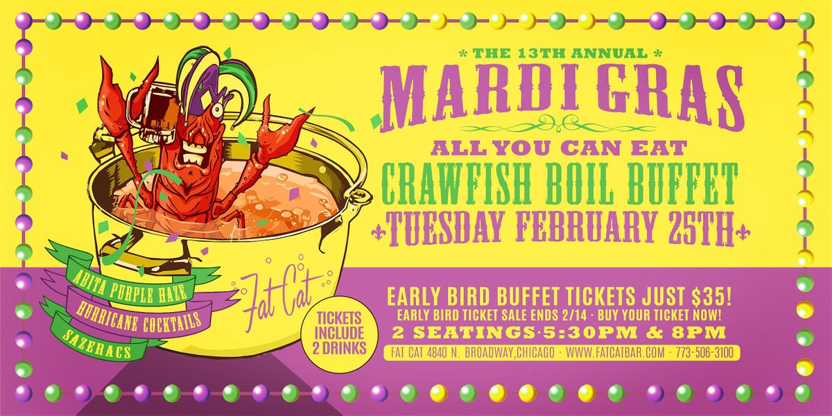 Crawfish Boil Mardi Gras at Fat Cat Chicago Crawfish Boil Mardi Gras at Fat Cat Chicago