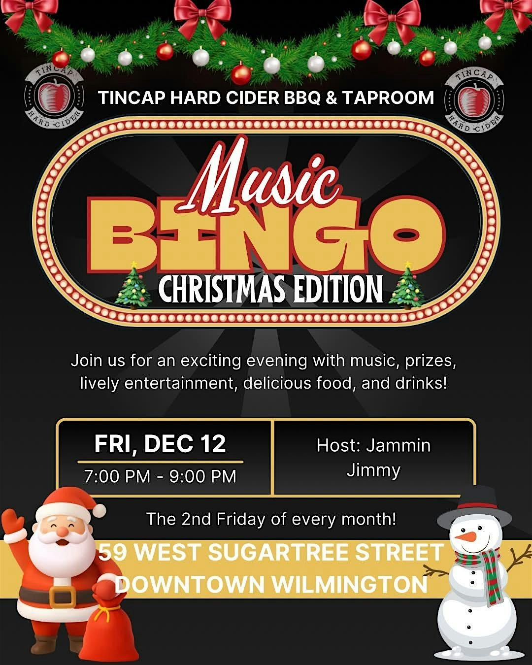 Christmas Edition Music Bingo @ TinCap, 12 December | Event in Wilmington | AllEvents