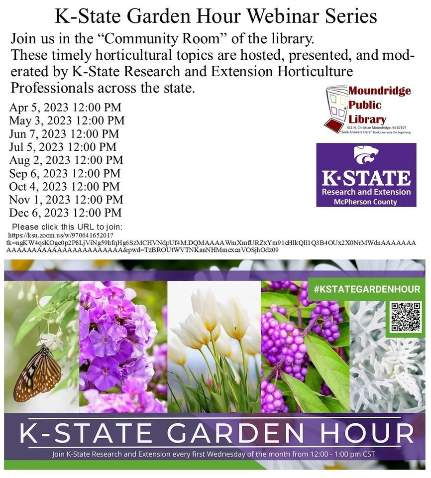 "Garden Hour" in the MPL Community Room and Online , Moundridge Public