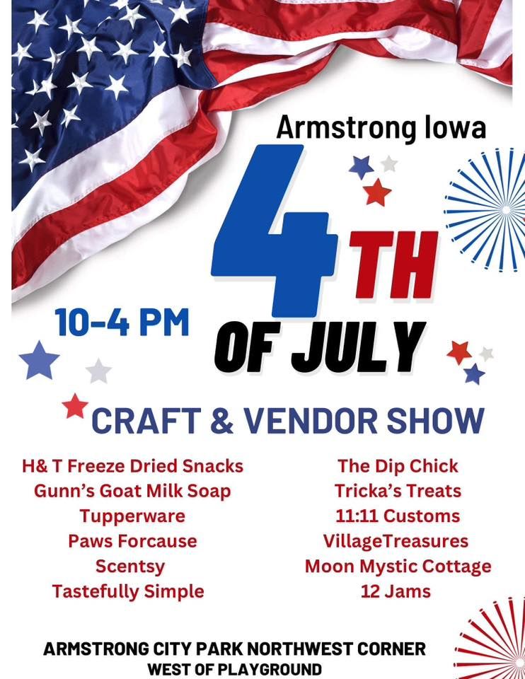 Armstrong 4th of July Craft and Vendor Show, City Park Armstrong, 4