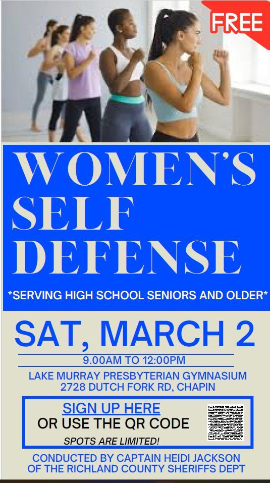 Womens Self Defense Class (HS Sr. and older, Lake Murray Presbyterian ...