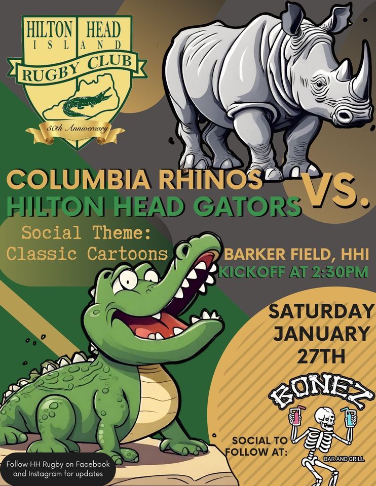 Hilton Head Gators v Columbia Rhinos Rugby Match, Barker Field, Hilton