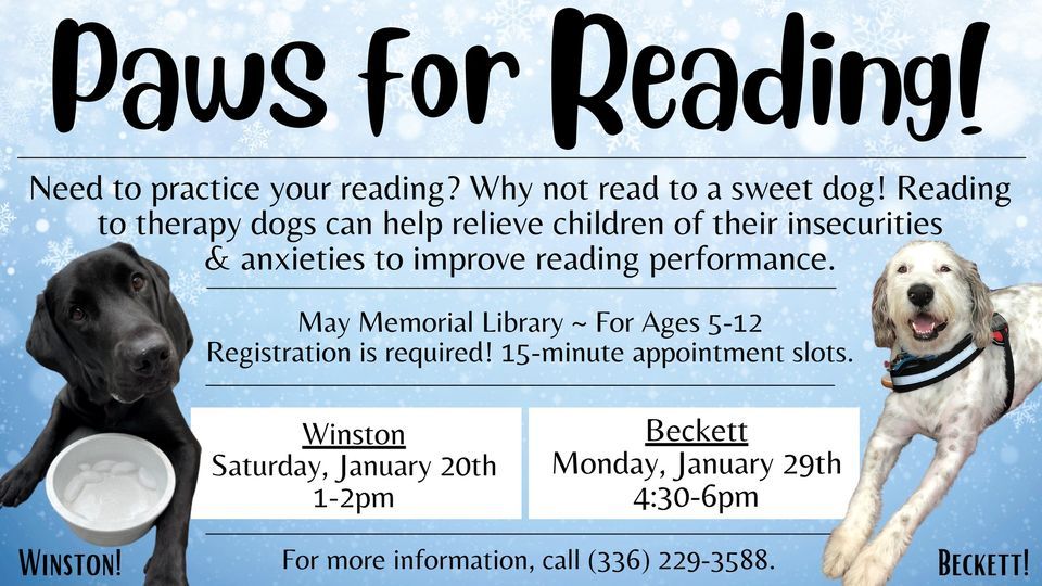 Paws for Reading at May Memorial Library, May Memorial Library