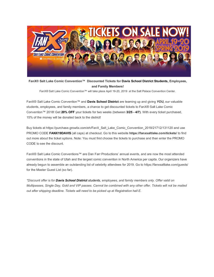 FanX Salt Lake - 3 Day Pass, 24 September | Event in Salt Lake City | AllEvents