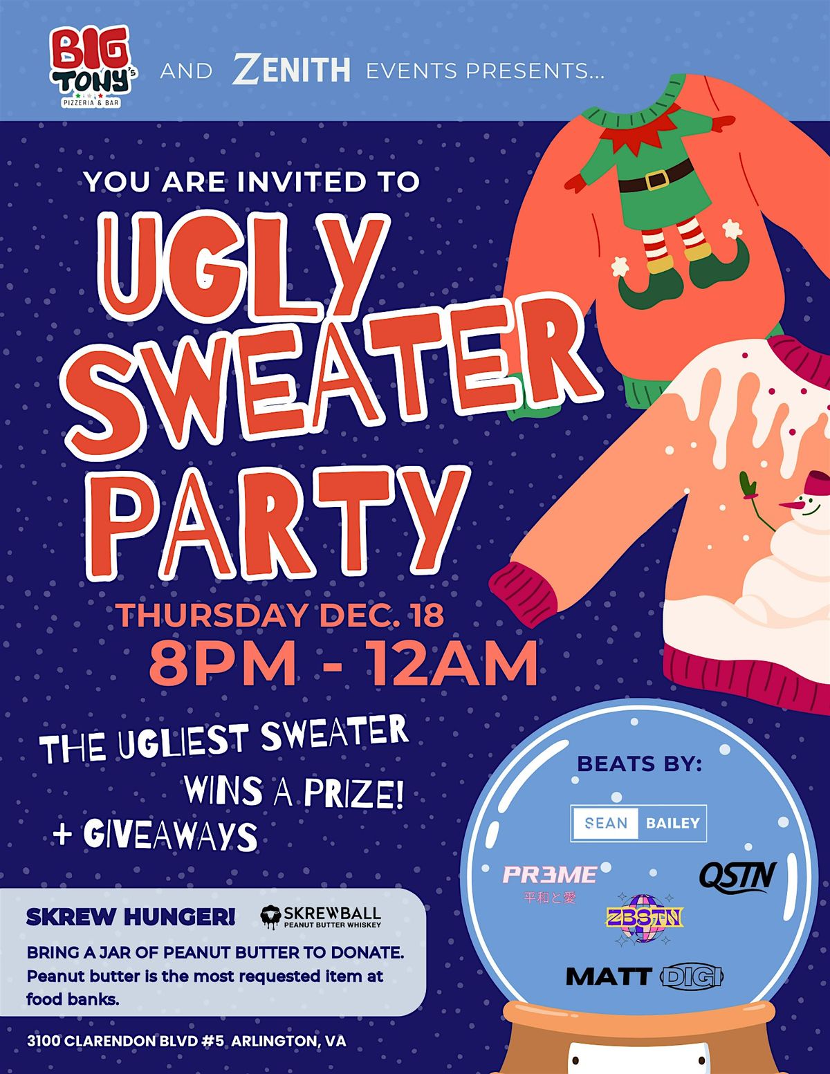 BIG TONY'S UGLY CHRISTMAS SWEATER PARTY, 18 December | Event in Arlington | AllEvents