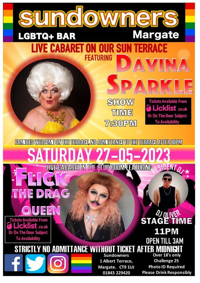 Davina Sparkle & Flick the Drag Queen, Sundowners, Margate, 27 May 2023