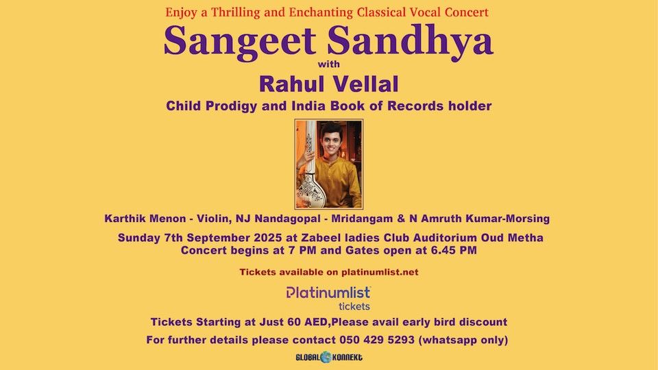Sangeet Sandhya with Rahul Vellal Live in Dubai, 7 September | Event in Dubai | AllEvents
