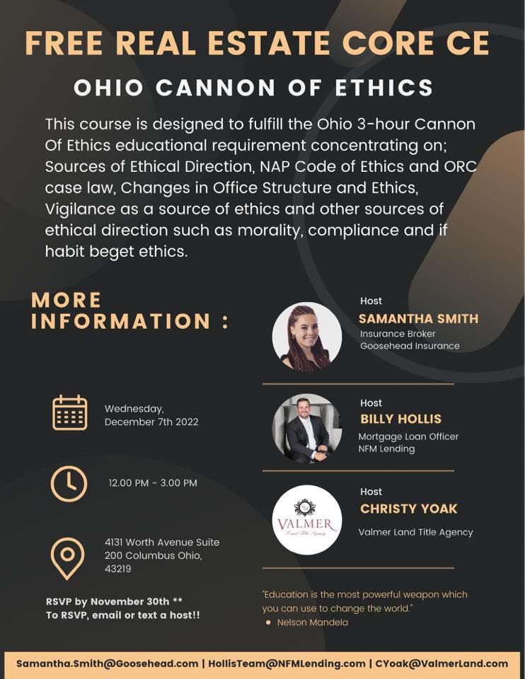 Core EthicsFree Real Estate CE, Goosehead Insurance Columbus