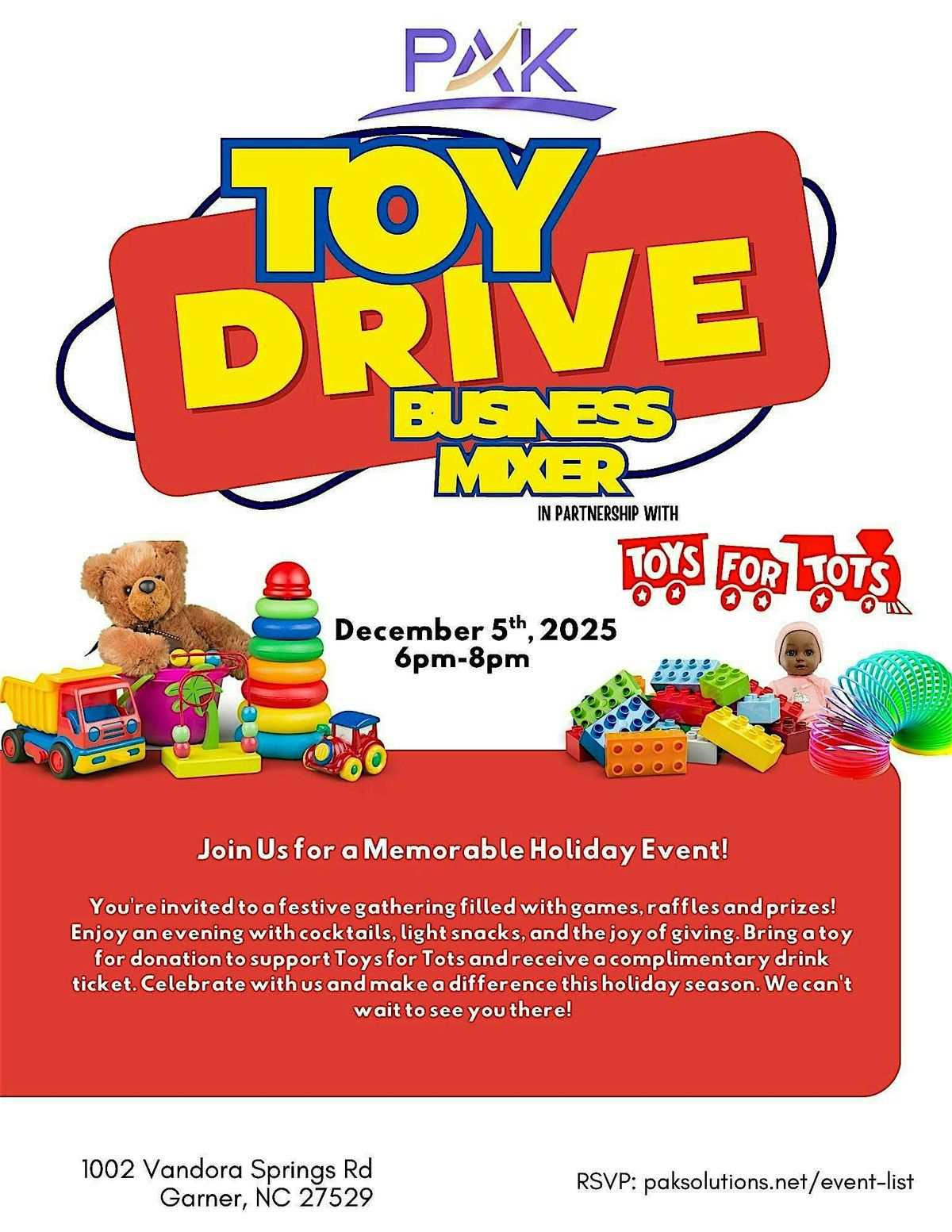 Toy Drive Business Mixer, 5 December | Event in Garner | AllEvents